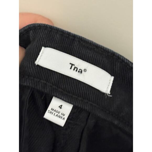 TNA Aritzia Supply Cargo Pants Womens 4 Black Heavyweight Cotton Baggy - Picture 4 of 6